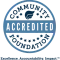 Community Foundation Accredited logo, blue and circular.